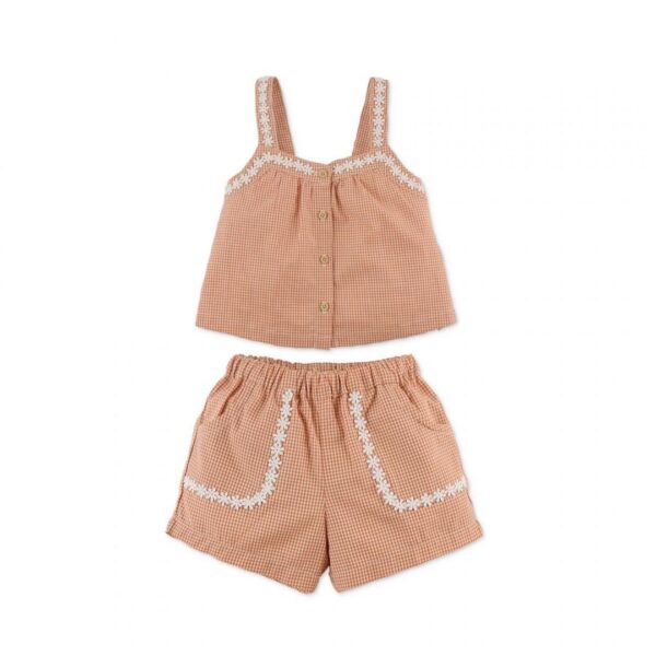 Conjunto vichy l MARRÓN MARGARITAS