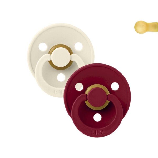 Pack 2 Chupetes BIBS Round 0-6M | Ivory/Ruby