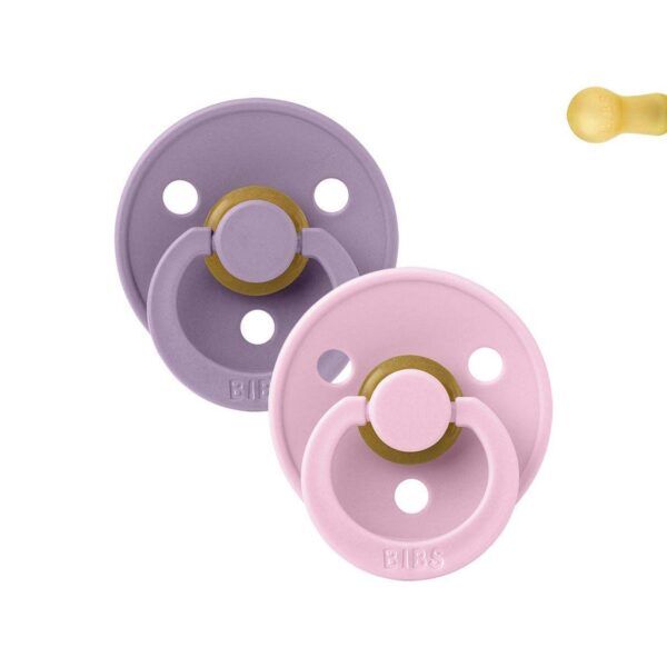 Pack 2 Chupetes BIBS Round 0-6M | Lavender/Baby Pink