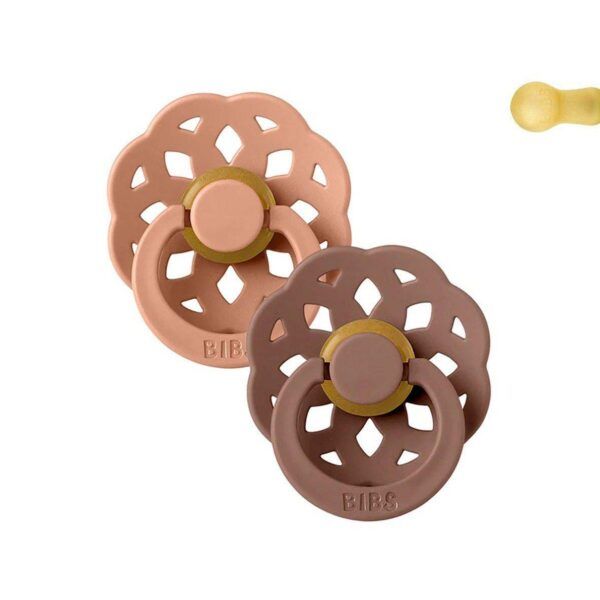 Pack 2 Chupetes BIBS De Lux 0-6M | Boheme Peach/Woodchuck