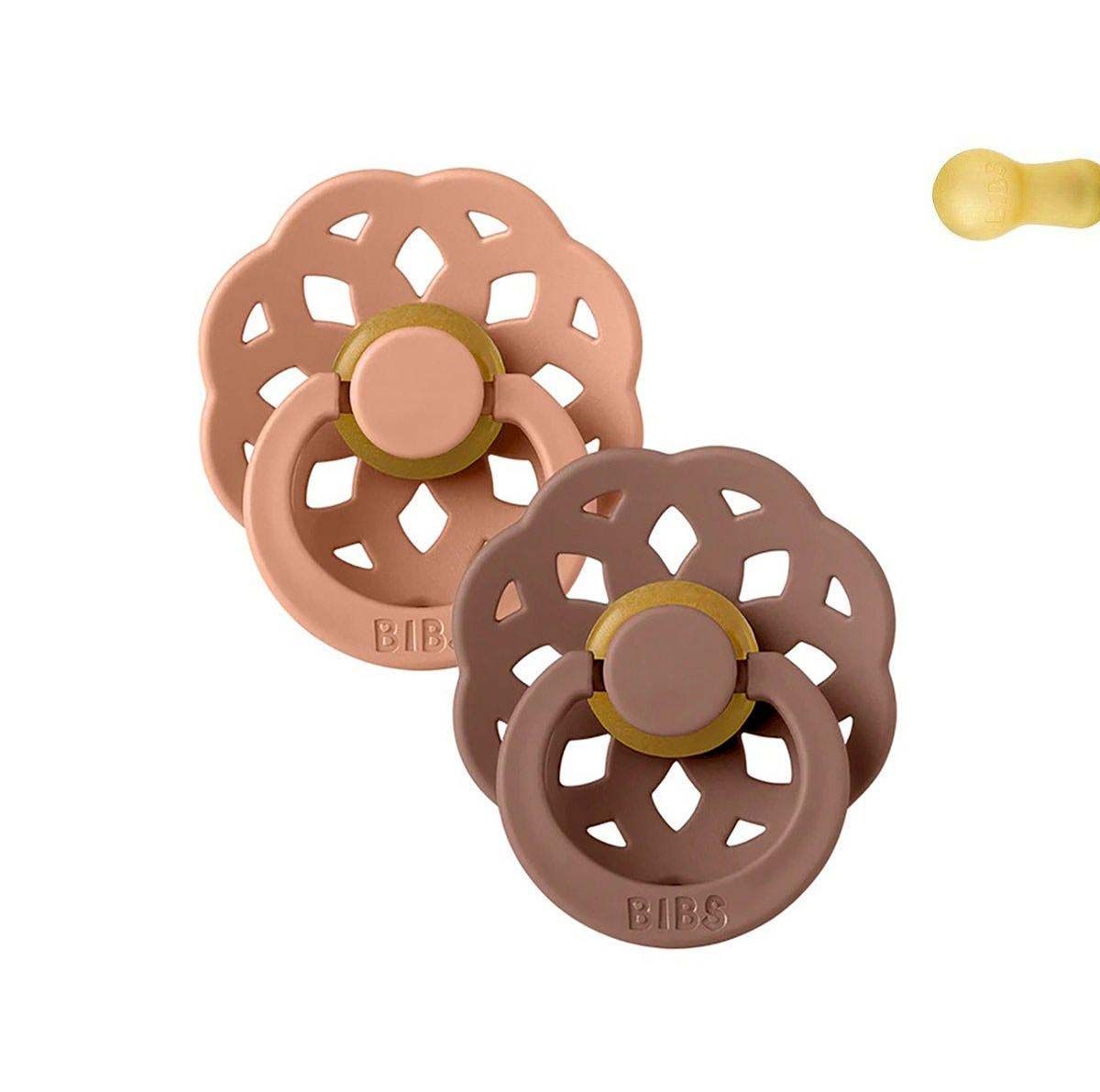 5373551647941347-LG_8a4130a60ba0562067d5f533b67916e1 Pack 2 Chupetes BIBS De Lux 0-6M | Boheme Peach/Woodchuck - Imagen 1