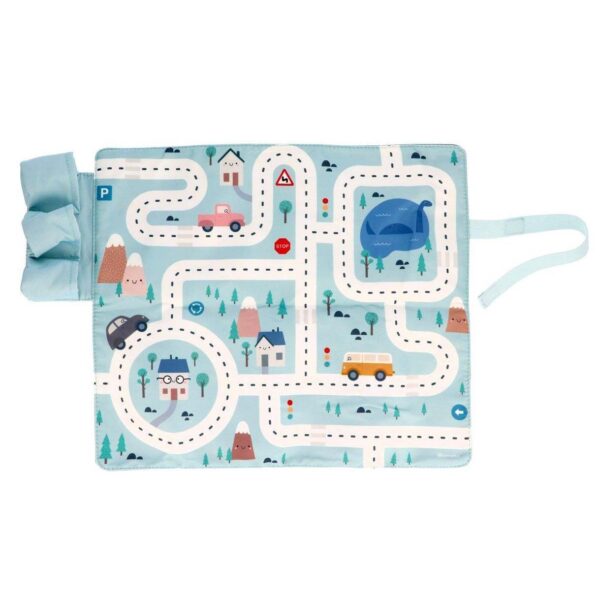 Juego mantel con circuito azul + 3 coches