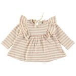 Vestido felpa rayas Baby | Rosa