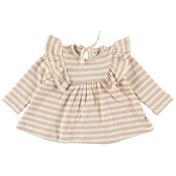 Vestido felpa rayas Baby | Rosa