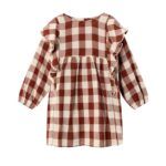 Vestido de cuadros manga larga | Granate