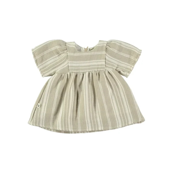 Vestido lino | RAYAS BEIGE BLANCO