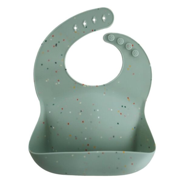 Babero Silicona Anticaída MUSHIE | Confetti Cambridge Blue
