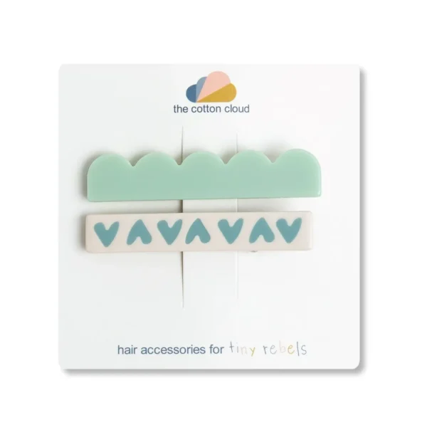 Set x2 clips de pelo | MAXI Stripes Aqua