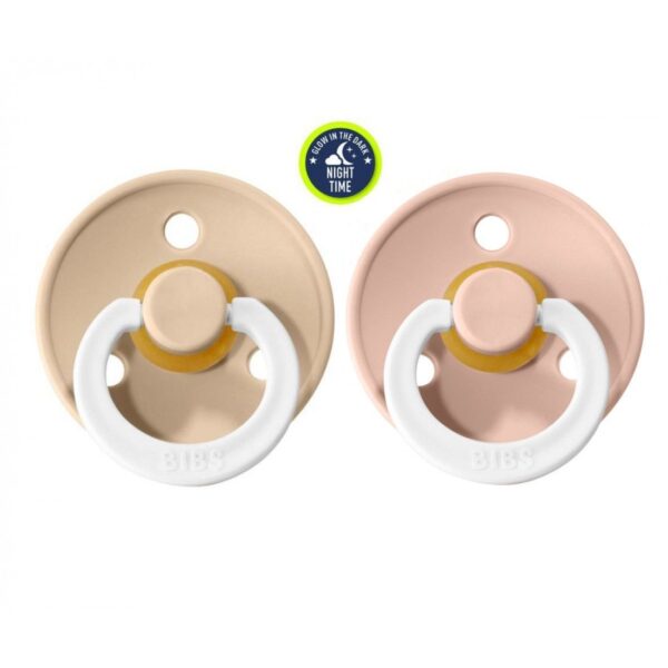 Pack 2 Chupetes BIBS Nocturnos- 0-6M Blush/Vanilla