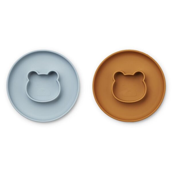 Pack x 2 Platos Silicona Gordon - Mr. Bear Sea Blue/Mustard Mix