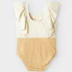 Bañador entero l BICOLOR CREMA MOSTAZA FAUVE BABY - Imagen 2