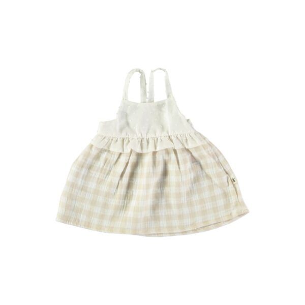 Vestido tirantes l VICHY BLANCO BEIGE