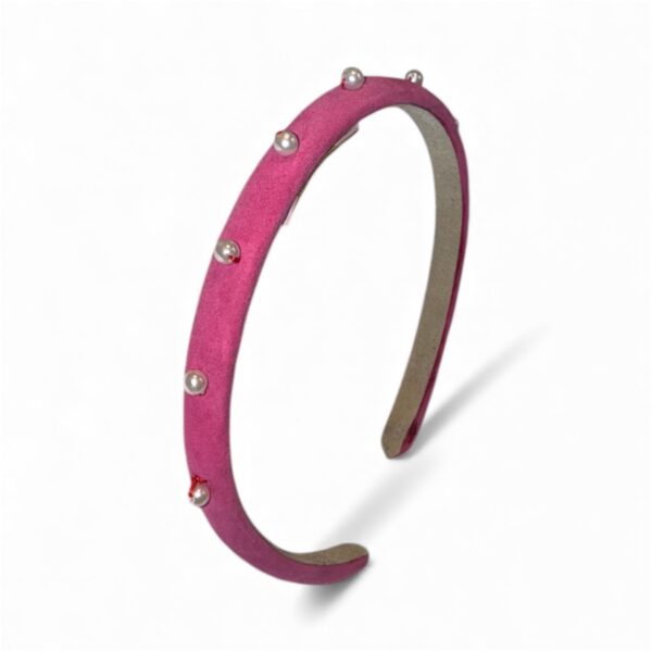 Diadema rígida | Slim Velvet Pearl - PINK