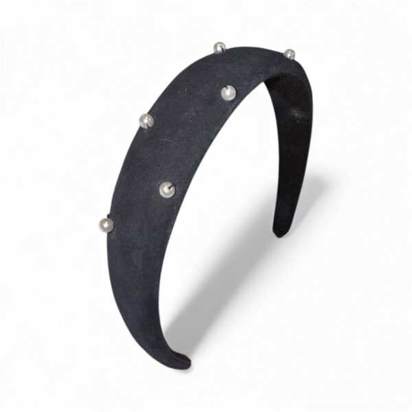 Diadema rígida | Wide Velvet Pearl - BLACK