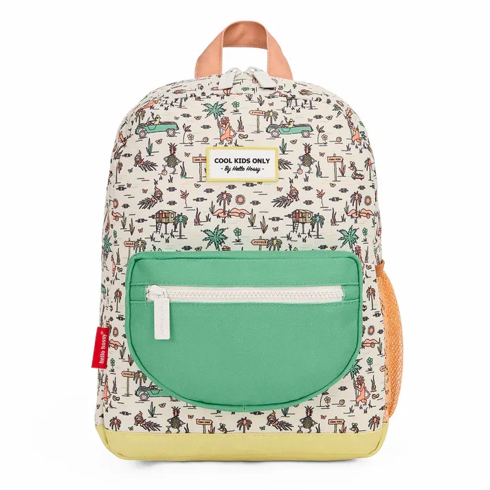 cartable-eco-responsable-enfants-imprime-beige-format-rond-hello-hossy_357de7c3c42830f42c020fcb6fb3cb89 Mochila infantil | JUNGLY | Tamaño grande - Imagen 1