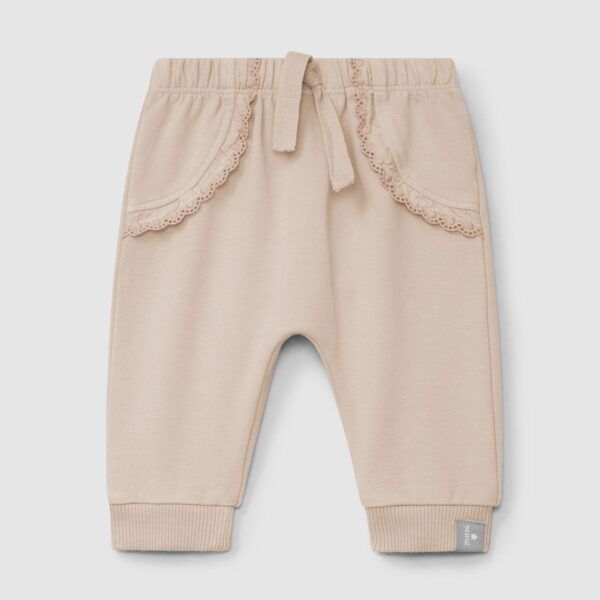 Pantalón | Felpa volantes bordados