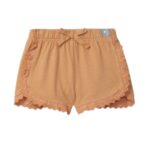 Short liso con bordados | Ocre