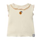 Camiseta acanalada con bordado | Ocre
