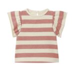 Camiseta rayas volantes en manga | Terracota