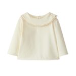 Camiseta manga larga cuello bordado | Natural