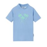 CAMISETA BAÑO MANGA CORTA PALMERAS AZUL