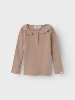 Camiseta canalé con volantes KIDS | Rosa antiguo - Imagen 4