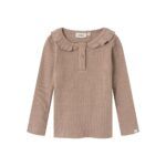 Camiseta canalé con volantes KIDS | Rosa antiguo