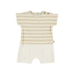 Mono corto lino | RAYAS BEIGE BLANCO