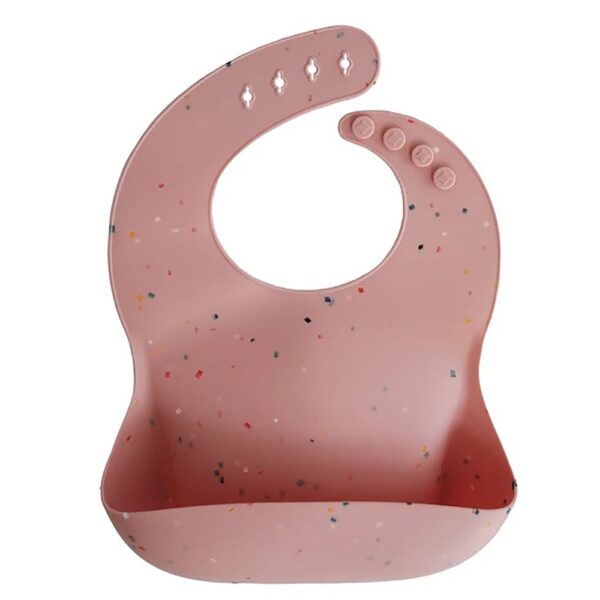 Babero Silicona Anticaída MUSHIE- Powder Pink Confetti