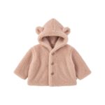 Abrigo peluche con capucha | Rosa