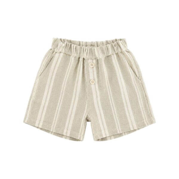BERMUDA LINO RAYAS | BEIGE BLANCO KIDS