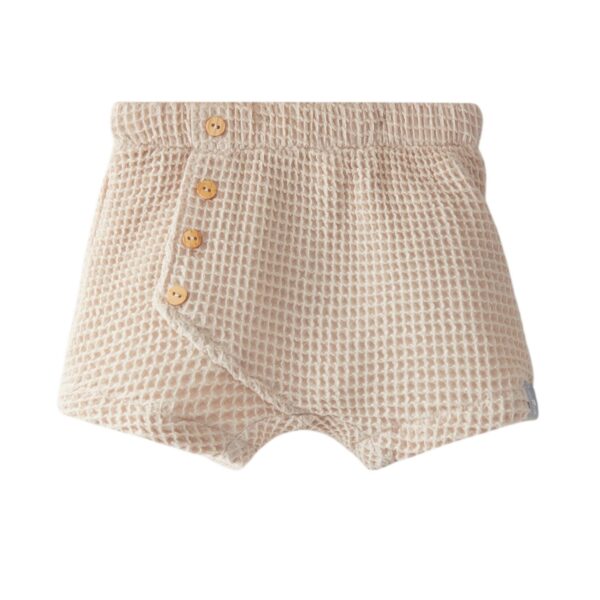 Pantalones cortos pull-up de tejido waffle | Nude